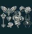 vintage monochrome tattoos collection vector image