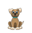 cartoon dog sitting in collar isolated on white vector image vector image