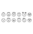 fun emoji icon set line art emoticon doodle faces vector image