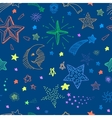 seamless pattern with night sky and colorful hand vector image
