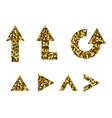 set of golden shiny arrows vector image vector image