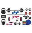 dumbbell fitness realistic set icon vector image
