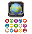 app icon - globe in square box with social media vector image vector image