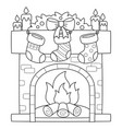christmas fireplace with stocking isolated vector image