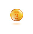 omega 3 vitamin - golden sphere pill with text vector image