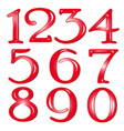 red numbers with shadow on white background vector image