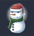 snowman wearing a santa hat for christmas vector image