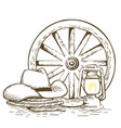 cowboy hat and lasso wild west vintage graphic vector image vector image
