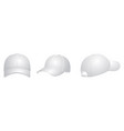 realistic white baseball cap set back and front vector image