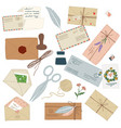 vintage letters and decorative stamps envelopes vector image