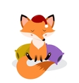 cute cartoon sleepy fox on the pillows vector image