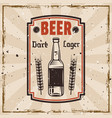 beer colored retro emblem badge label or logo vector image vector image