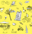 seamless pattern landmarks and cafes france vector image vector image