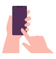 finger touching smartphone screen blank display vector image