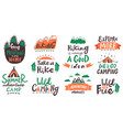 hiking camp lettering phrases camping typography vector image vector image
