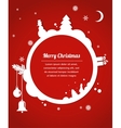 christmas card with snowman present vector image vector image