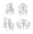businessman set hand drawn in sketched style vector image
