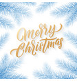gold merry christmas text on snow background vector image