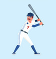 happy baseball player holding bat isolated on blue vector image