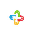 colorful abstract four people logo symbol design vector image vector image