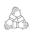 hands together line icon teamwork sign on white vector image vector image