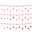 christmas elements ornaments hanging on rope vector image vector image