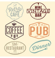 set of vintage cafe pubwine bar and restaurant vector image vector image