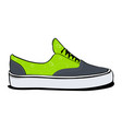 pair of sneakers a side view in green color vector image