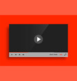 red modern video player template design vector image vector image