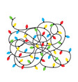 tangled christmas lights bulbs isolated on white vector image