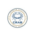 rustic retro vintage stamp badge seafood crab vector image