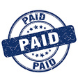 paid blue grunge round vintage rubber stamp vector image