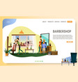 barber shop landing page website template vector image