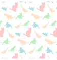 cats silhouette pattern colorful background vector image