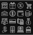 shopping icon set on black background line style vector image vector image