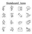 skateboard icon set in thin line style vector image