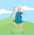 funny happy senior female elderly woman walking vector image