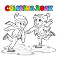 coloring book skating boy and girl vector image vector image