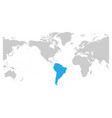 south america continent blue marked in grey vector image vector image