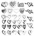 hand drawn grunge hearts vector image
