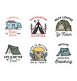 camping adventure badges logos set vintage travel vector image