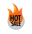 hot sale round badge sticker with fire and text vector image