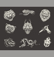 set fashion patches tattoo artwork bear vector image