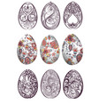 big set easter eggs decorated with swirls vector image
