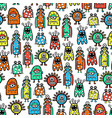 seamless pattern cute monsters and aliens funny vector image vector image