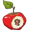 worm eaten apple vector image vector image