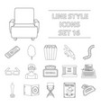 films and cinema set icons in outline style big vector image
