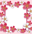 frame with pink white 3d sakura vector image