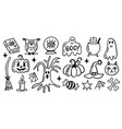 halloween doodle elements set vector image vector image
