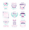 happy moms day hand drawn label vector image